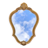 Small vintage rockery wall mirror in golden resin