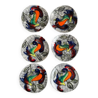 Set of 6 hand-painted ceramic plates – Modernist style