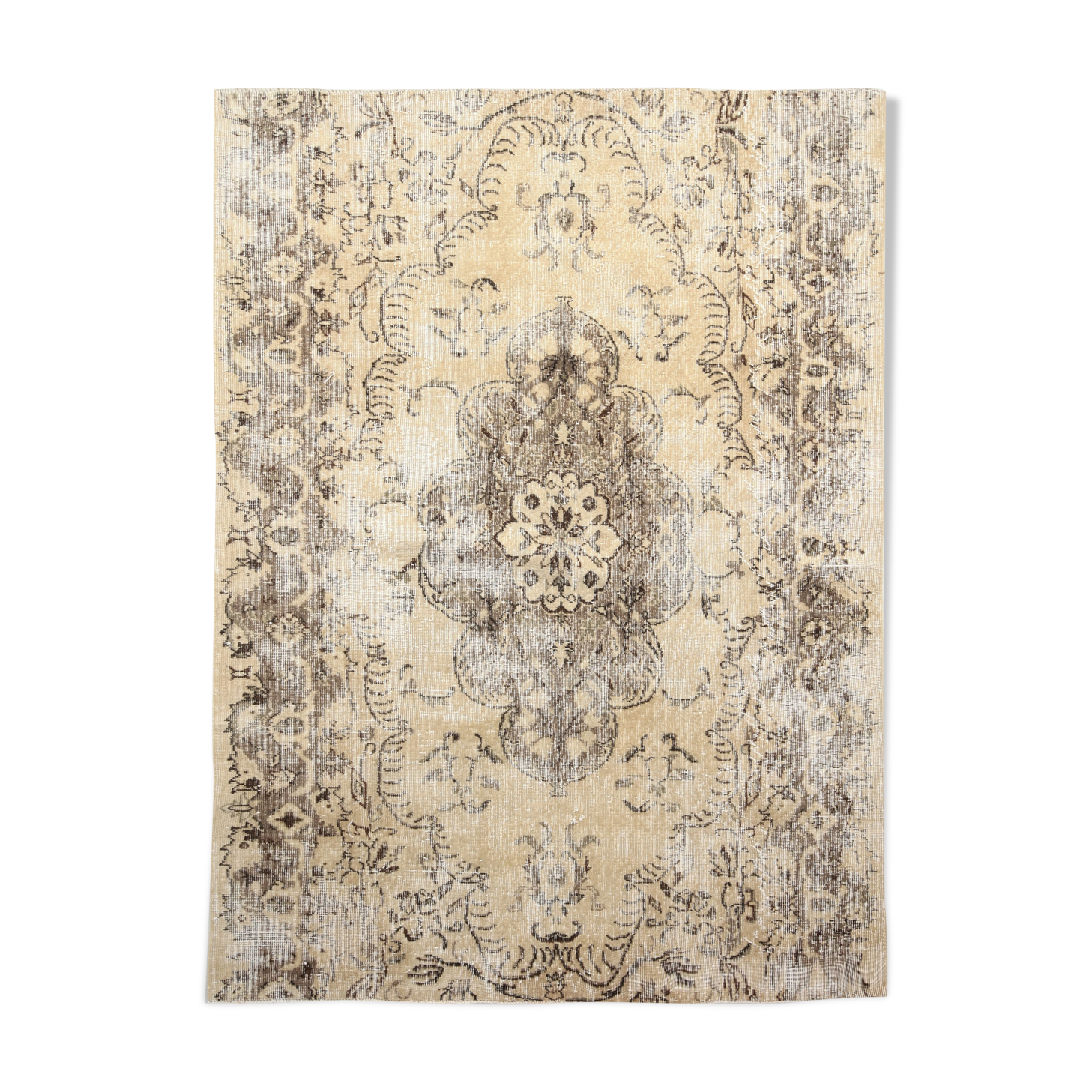 Classic beige & brown vintage rug, 211x155 cm