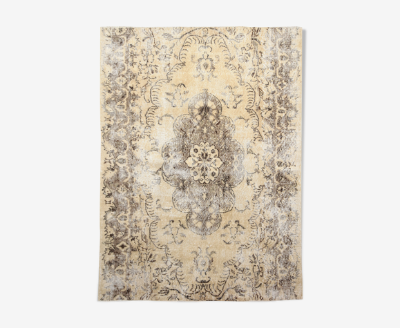 Tapis vintage beige & marron classique, 211x155 cm