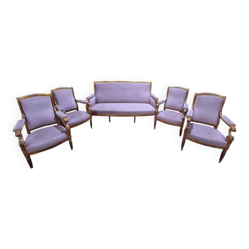 Charles X living room set with sofa and 4 armchairs