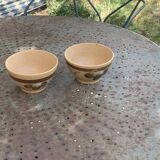 2 vintage Sarreguemines stoneware flower pattern bowls, France