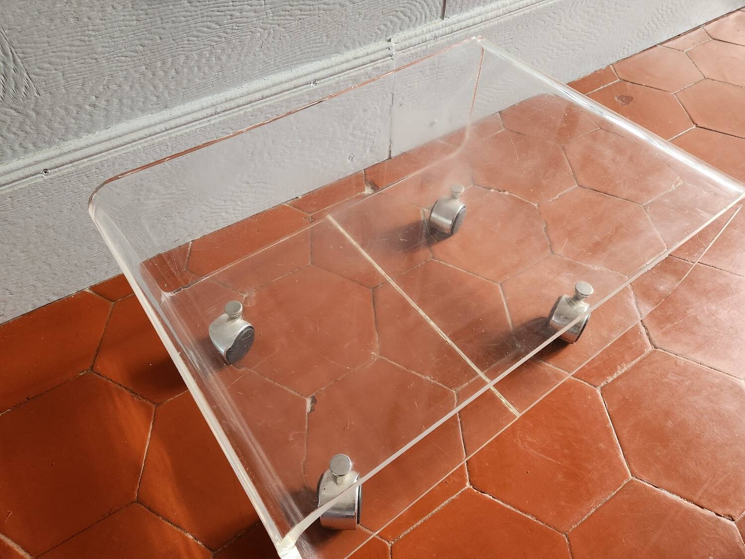 70s plexiglass coffee table