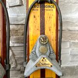 Vintage wooden Rossignol Hickory ski pair