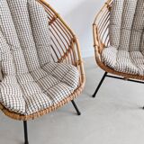Set of 2 Rattan Bucket Loungechairs 1960s