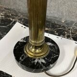 Lamp foot in gilded brass and black marble Louis XVI era around 1900