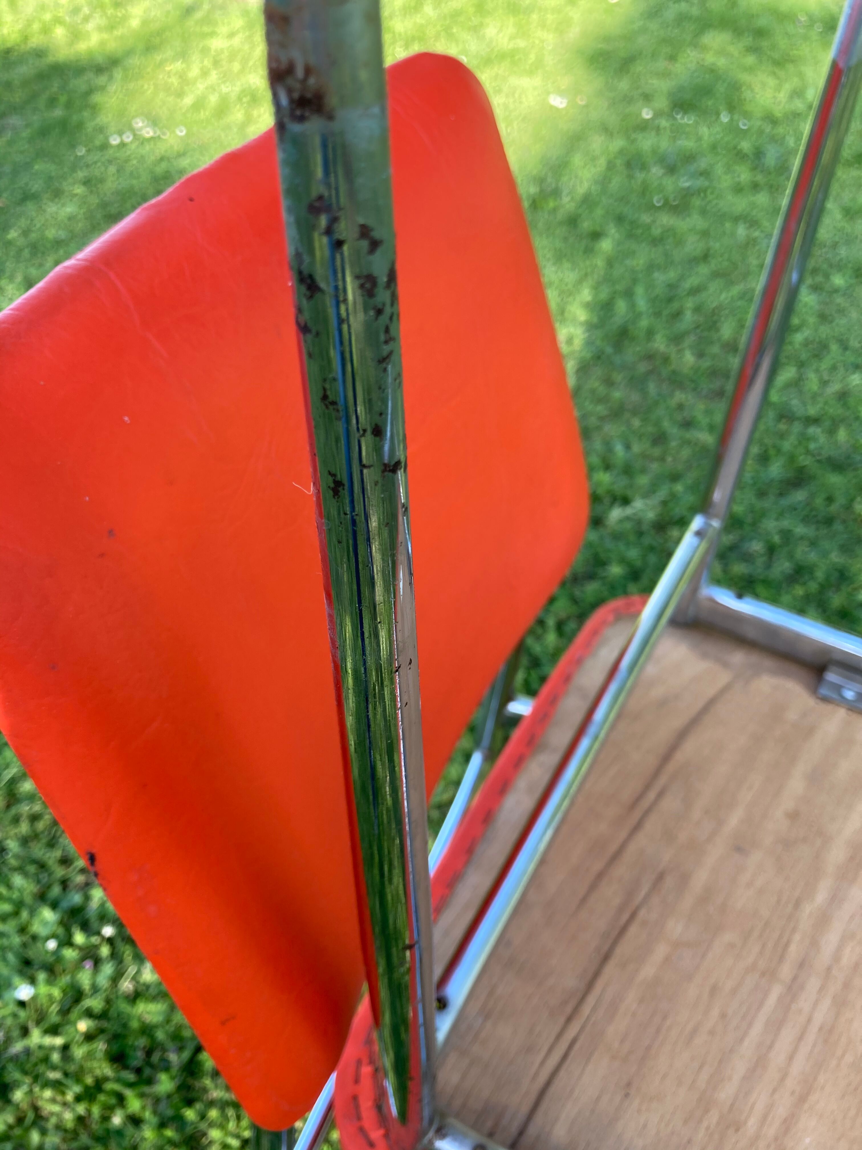 Series of 4 vintage orange chairs