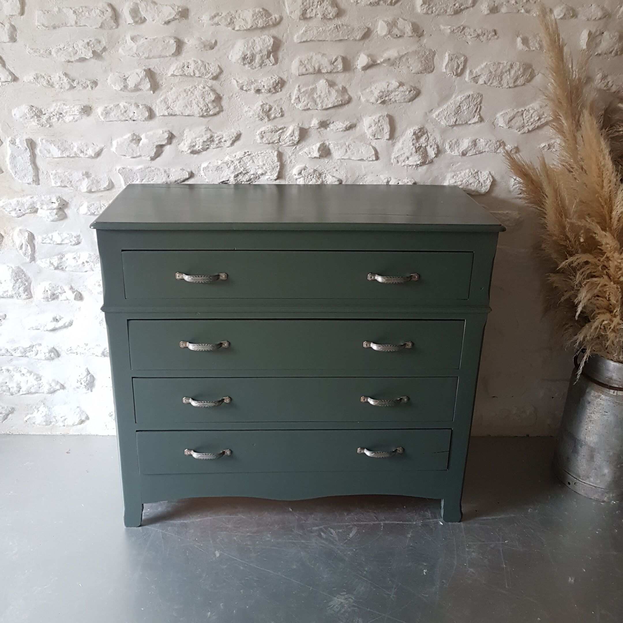 Revamped green solid wood dresser