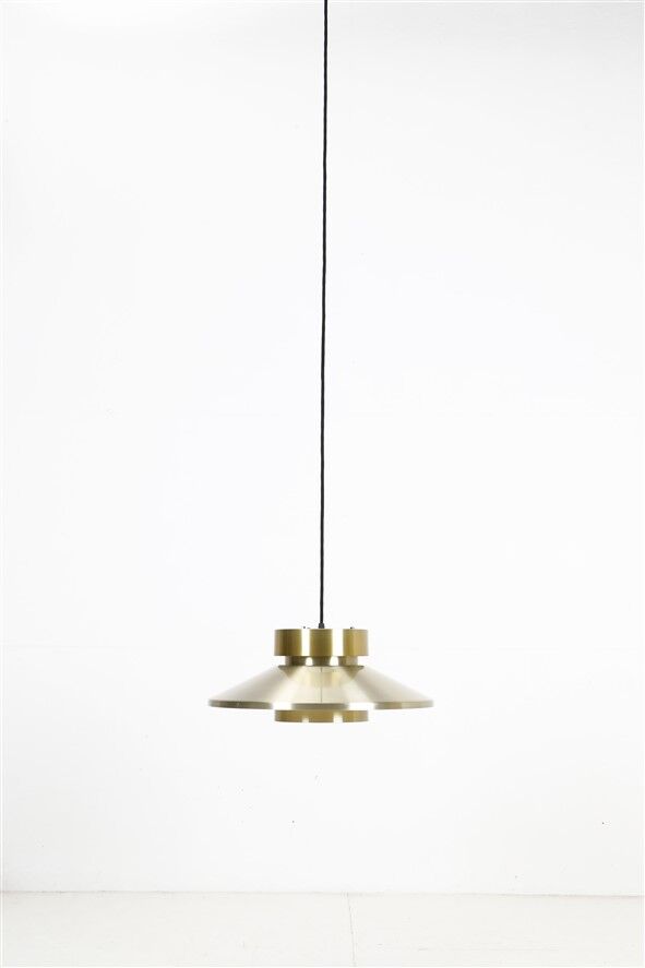 Lyskær Belysning “U.F.O” pendant lamp / Space Age / Danish modern design / gold / brass / aluminium / 1970s