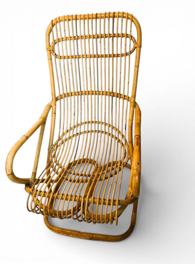 Vintage, large rattan armchair from the 1970s.