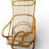 Vintage, large rattan armchair from the 1970s.