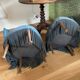 Pair of blue velvet toad armchairs