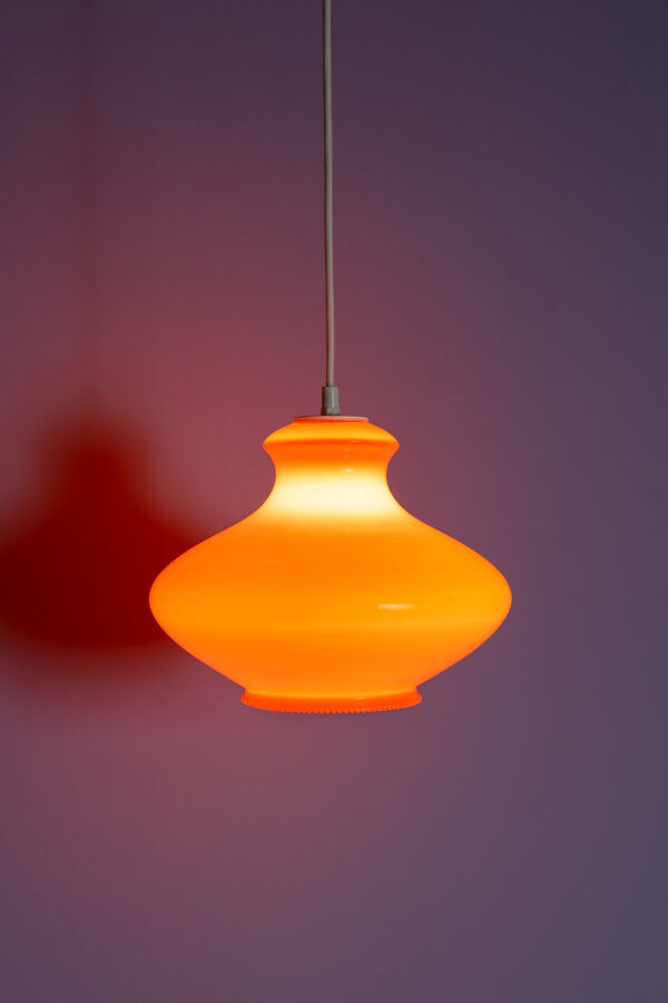 Orange opaline glass pendant lamp from the 1960s