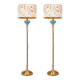 Pair of vintage floor lamps in brass and turquoise ceramic.
