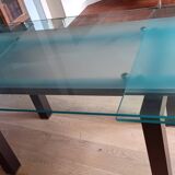 Cattelan Italia designer table – Tempered glass + extensions – Dark wood legs