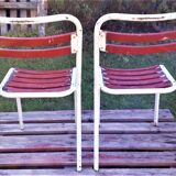 Duo of chairs Tolix sitting wood