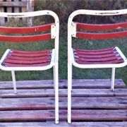 Duo of chairs Tolix sitting wood