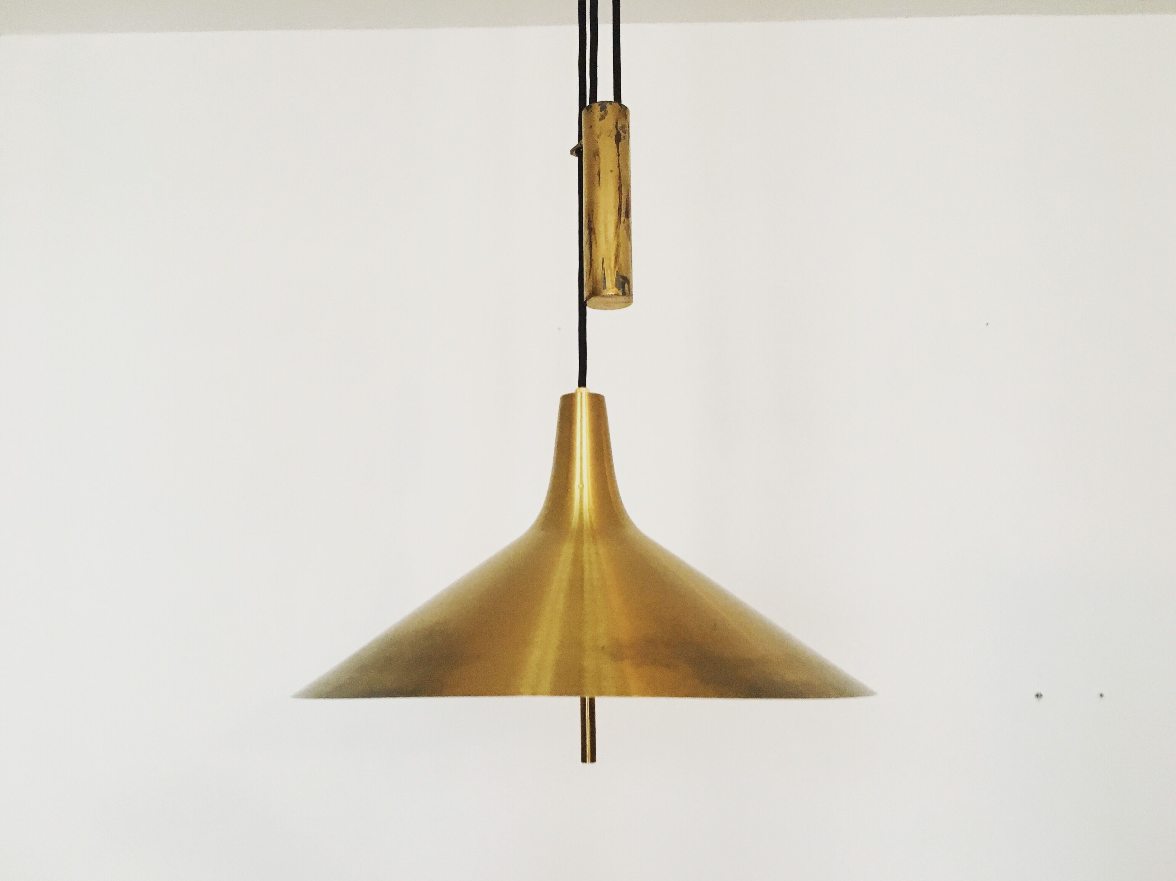Mid Century Modern Fusijama brass pendant lamp by Th. Valentier