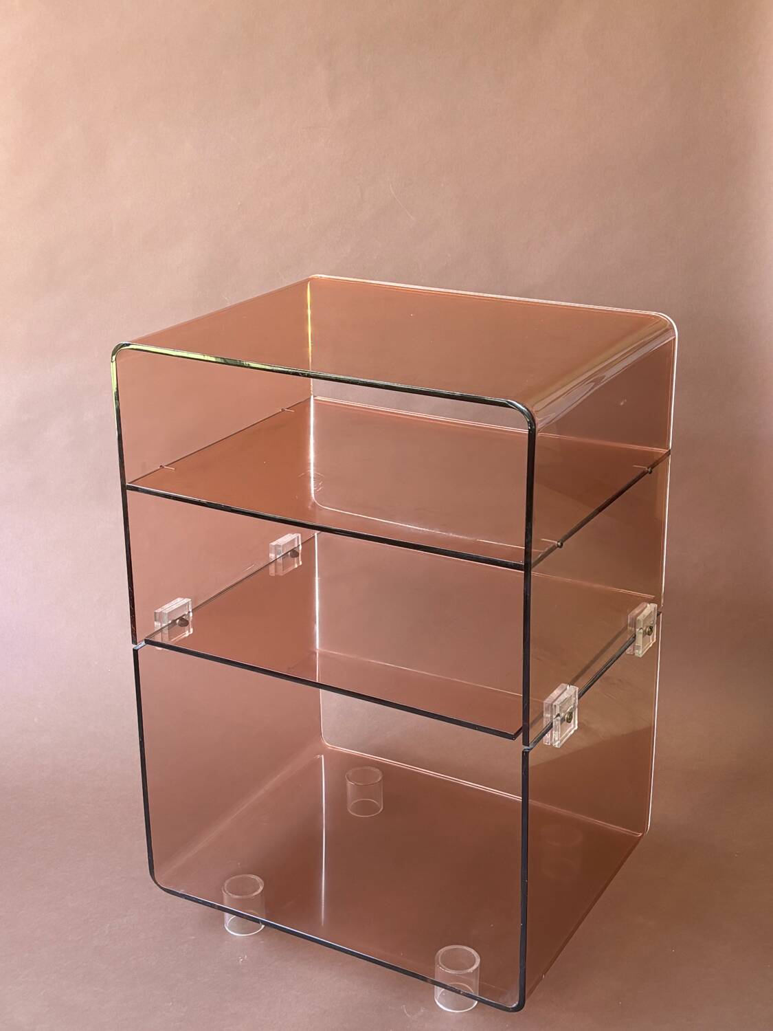 Occasional furniture in smoked Plexiglas from the 70s