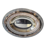 Silver-plated metal basket, openwork rim, hallmark to be identified