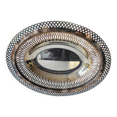 Silver-plated metal basket, openwork rim, hallmark to be identified