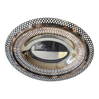 Silver-plated metal basket, openwork rim, hallmark to be identified