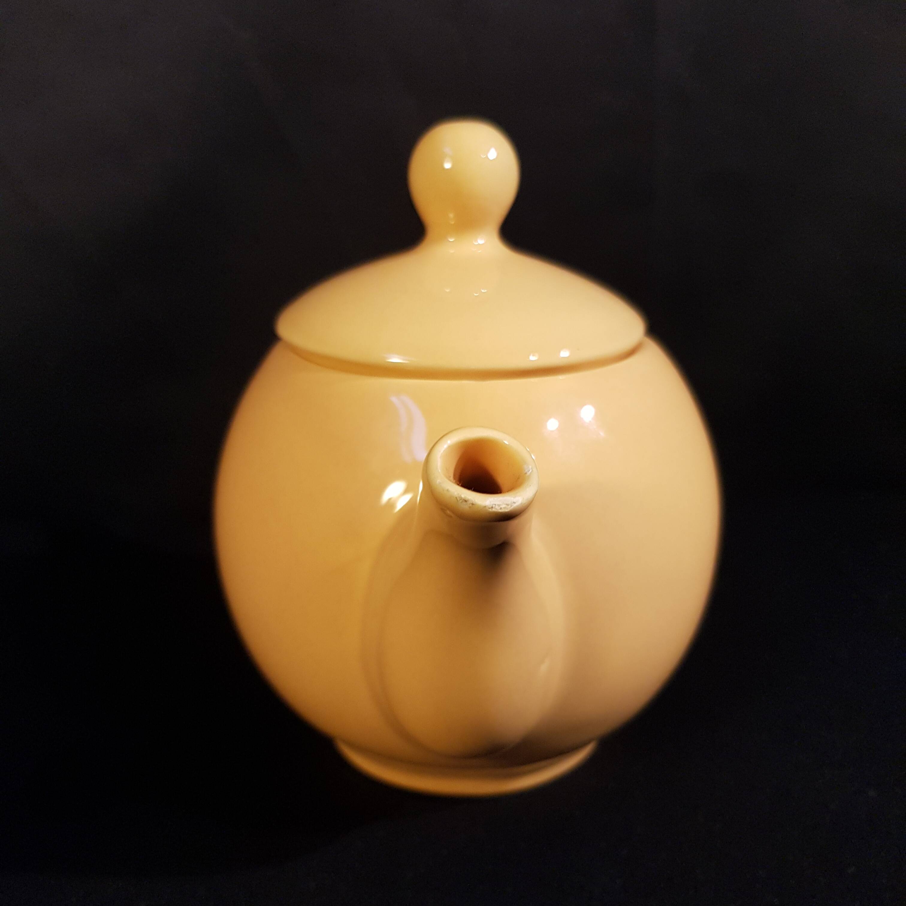 Yellow ceramic teapot