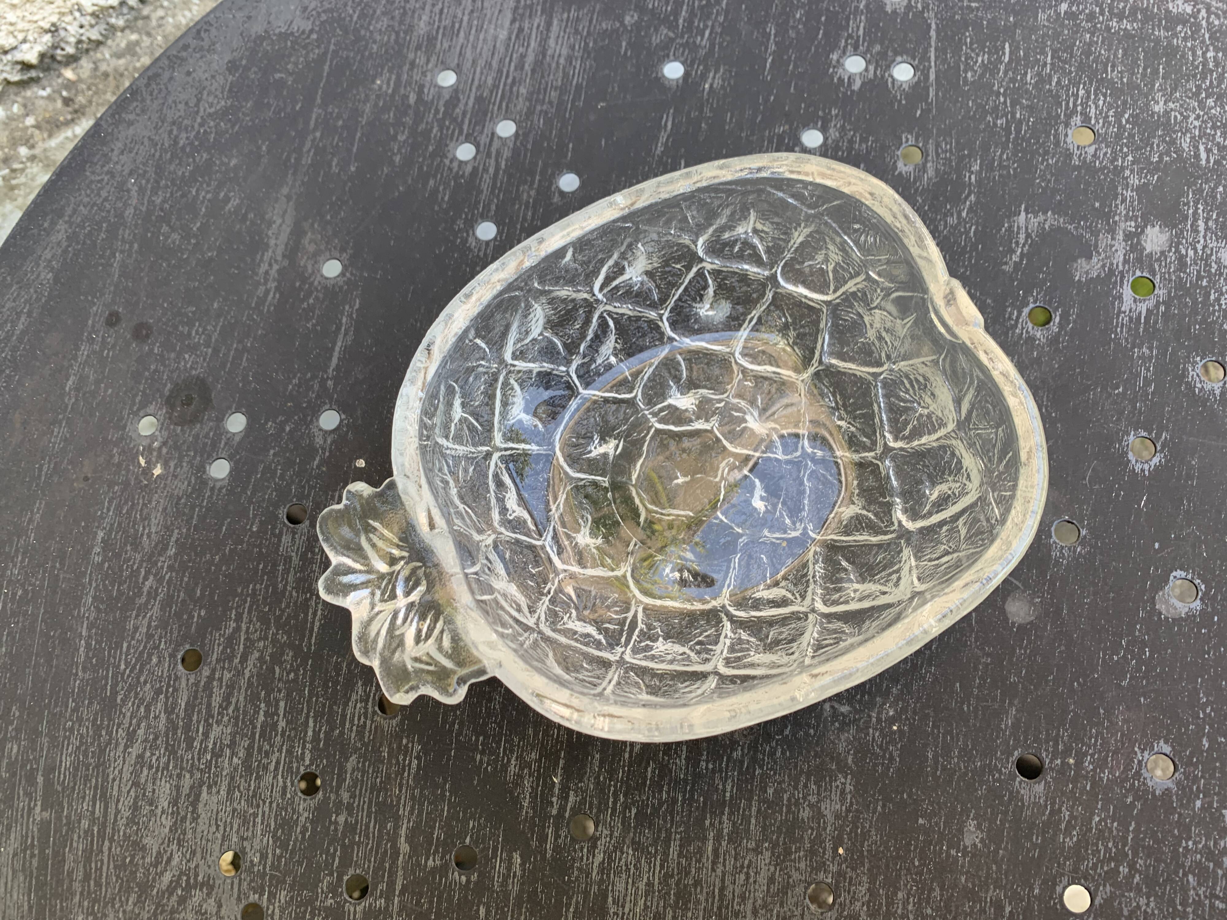 5 vintage transparent molded glass pineapple cups