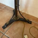 Bronze design floor lamp, black lacquered and glass cup