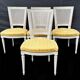 4 Louis XVI chairs - Pierre Frey fabric seat - cane back