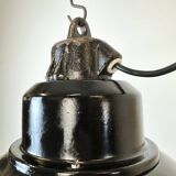 Industrial Black Enamel Factory Lamp with Cast Iron Top, 1960s