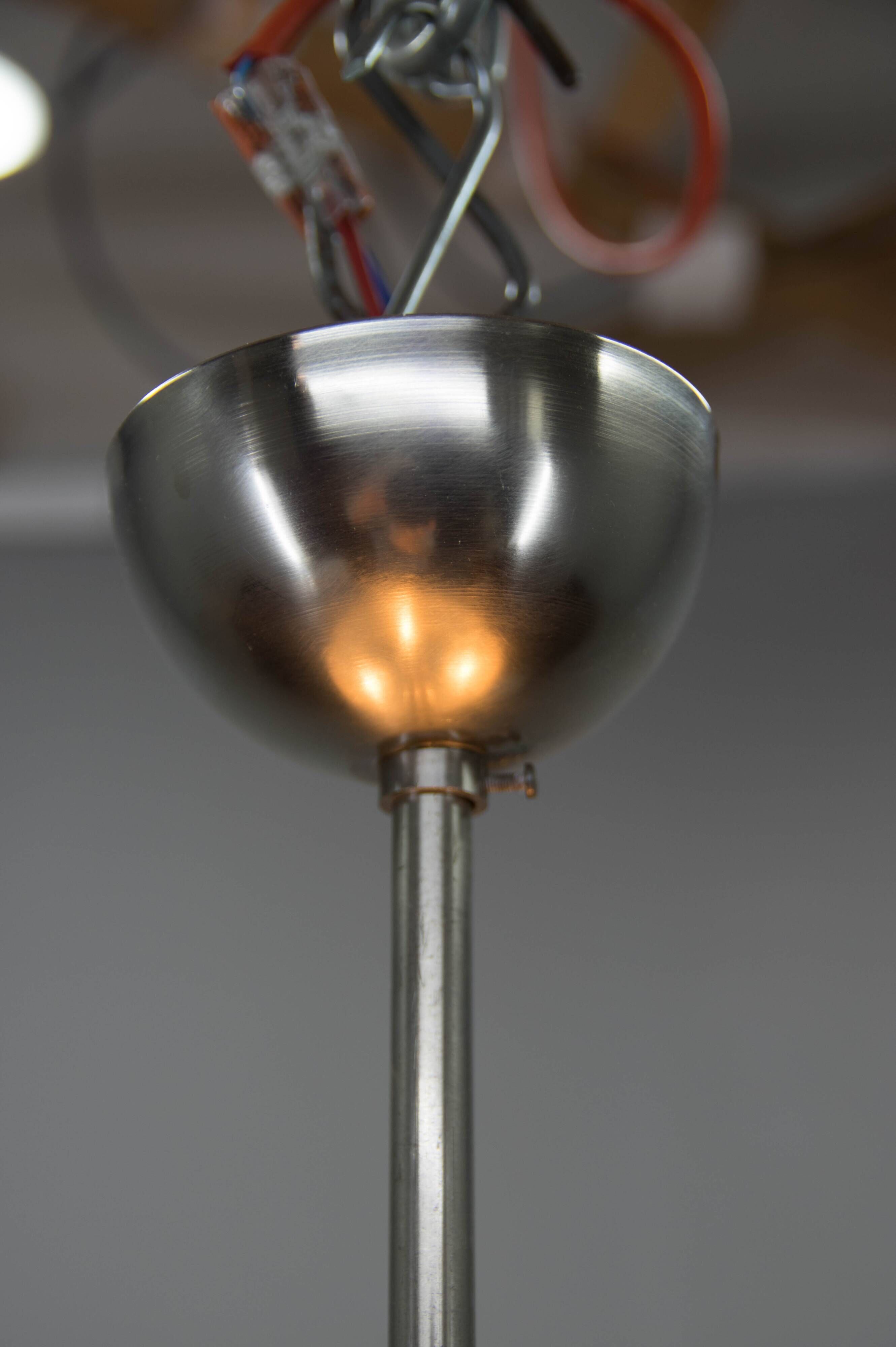Rare Franta Anýž Nickel Chandelier, 1930s, Restored
