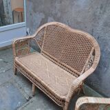 Ensemble de jardin en rotin Peacock banquette  et fauteuil