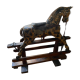 Cheval à bascule ancien bois et cuir