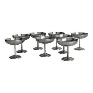 8 coupelles sur pied - inox