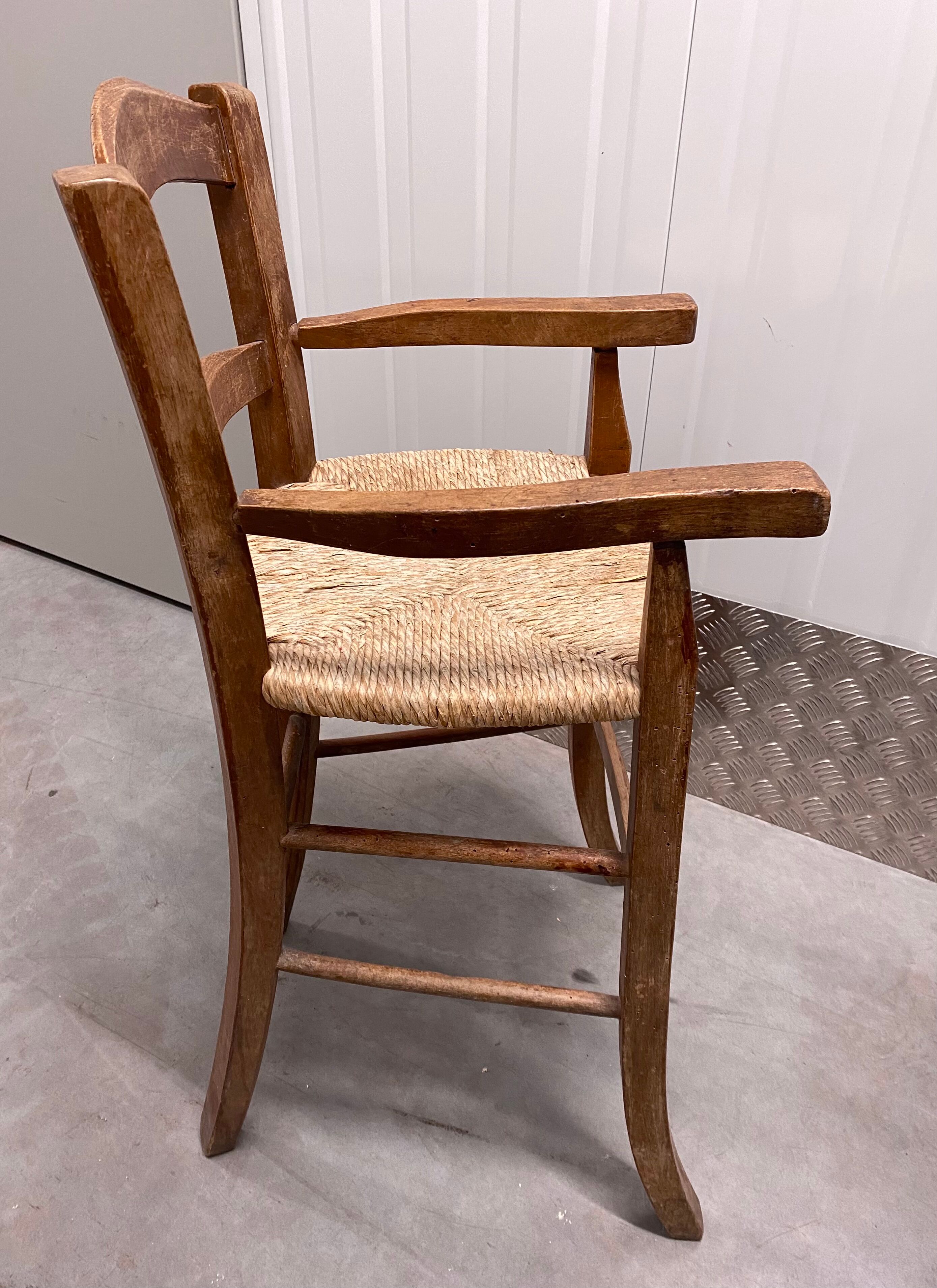 Wooden children's high chair and mulched seat