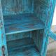 Glass cabinet in old blue wood