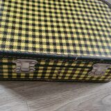 Valise ancienne en carton jaune et noire vintage