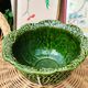 Saladier en barbotine vintage, feuilles de choux