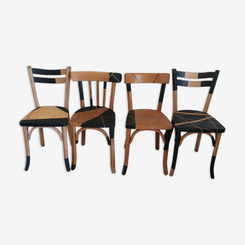 Set of mismatched bistro chairs