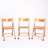 Vintage Italian straw folding chairs, set of 3