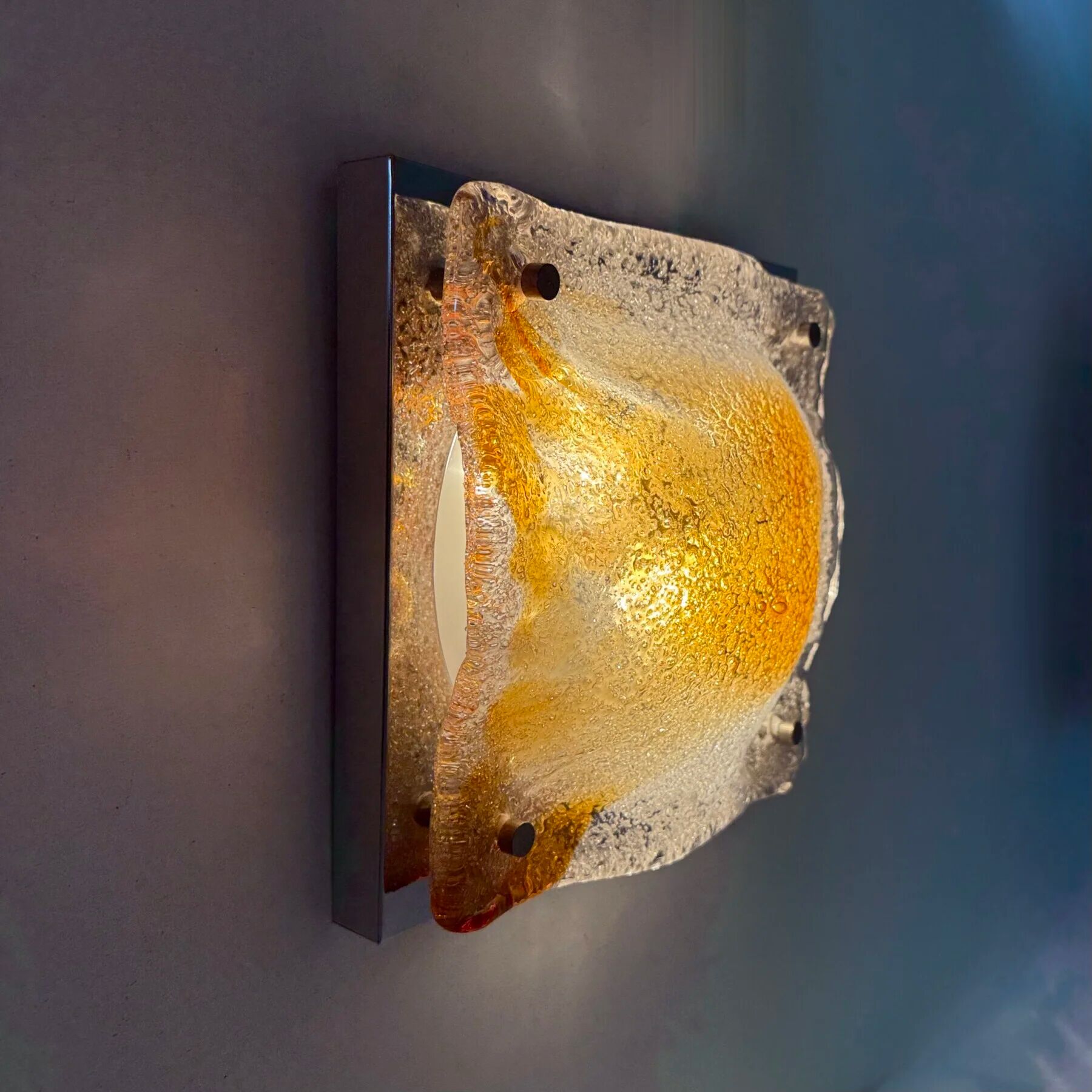 Vintage Murano glass abstract wall sconces from Mazzega, Italy, 1960s