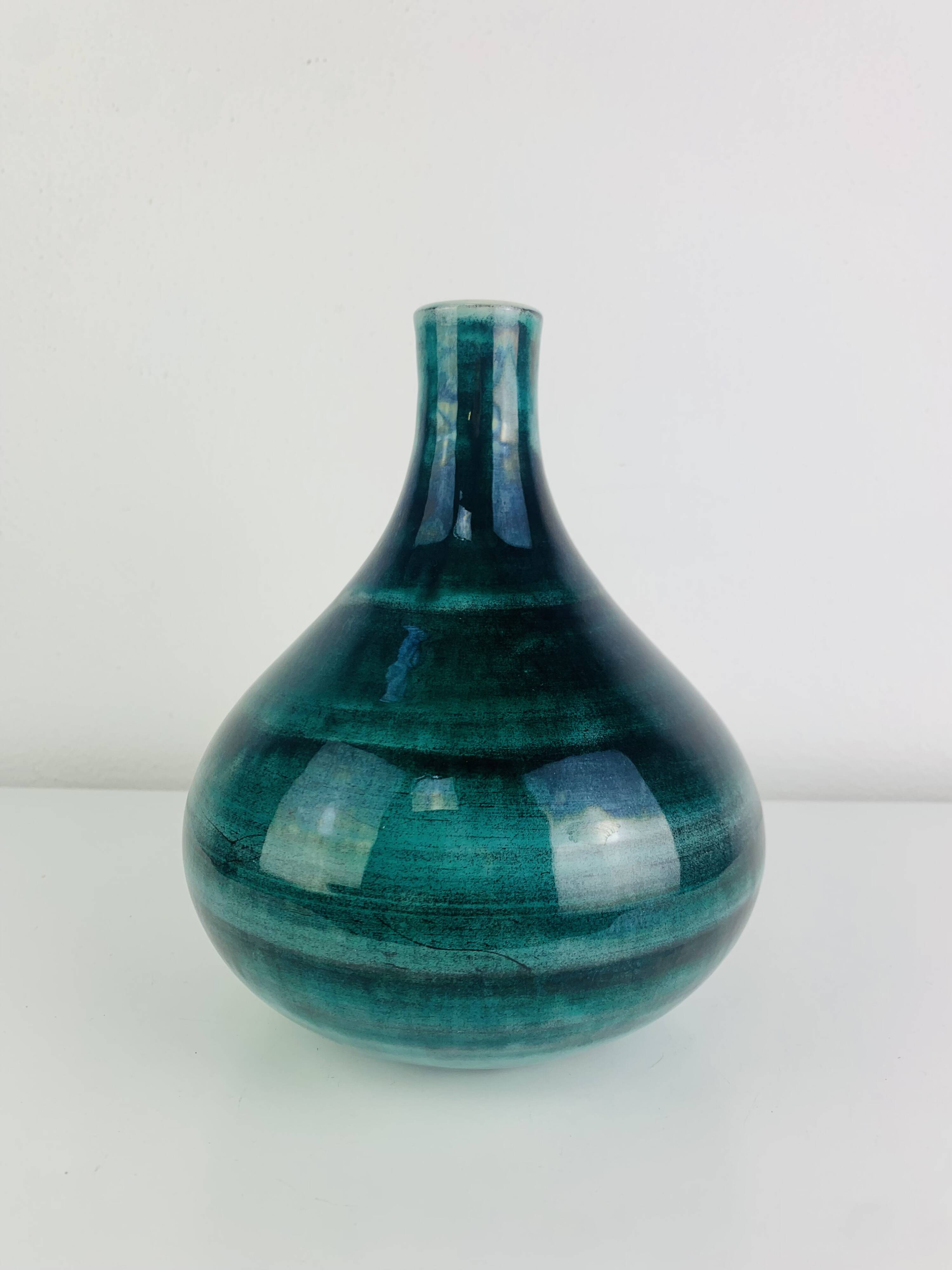Green/blue ceramic vase, vintage
