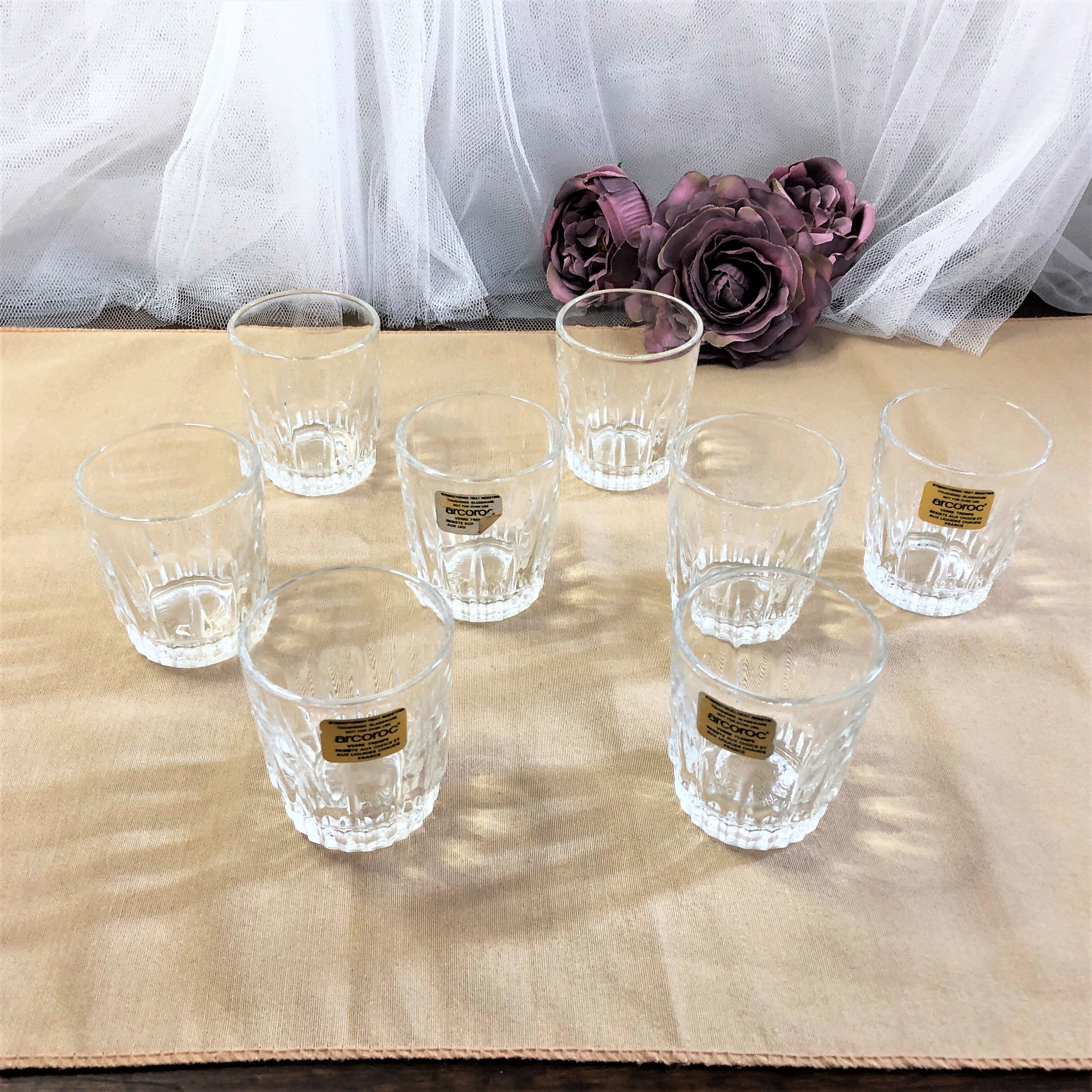 Set of 8 cut glass shot glasses France Arcoroc