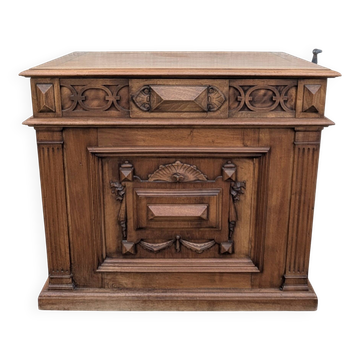 Solid walnut storage chest in Renaissance style