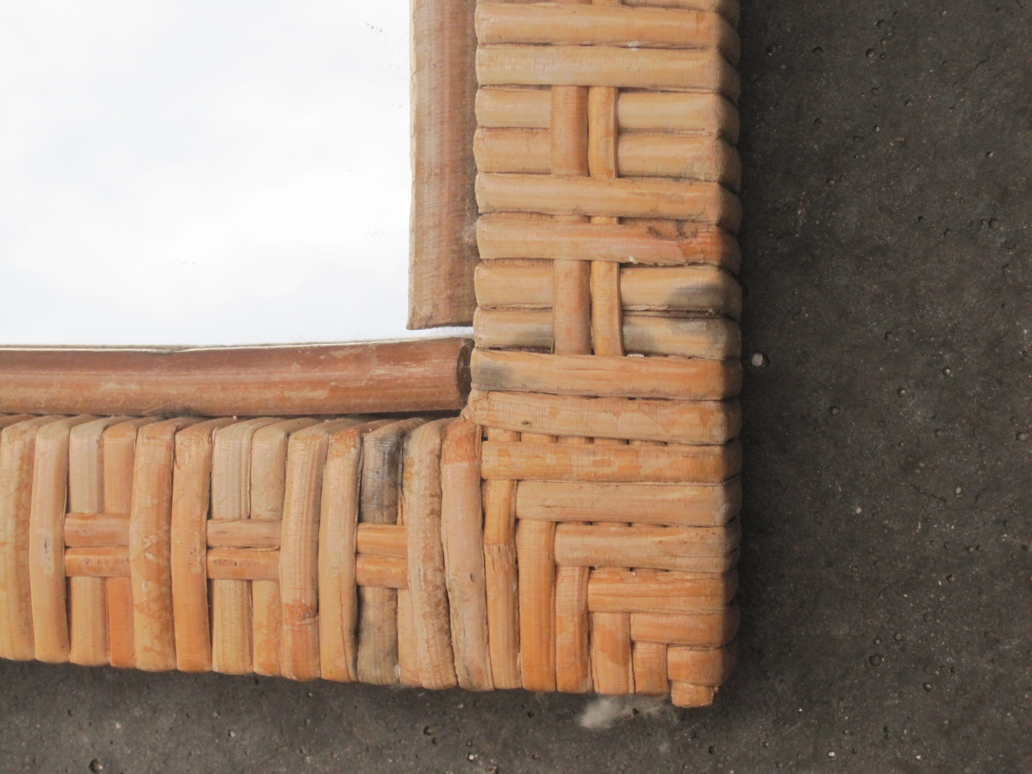 Rectangular mirror in vintage rattan 40x55cm