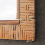 Rectangular mirror in vintage rattan 40x55cm