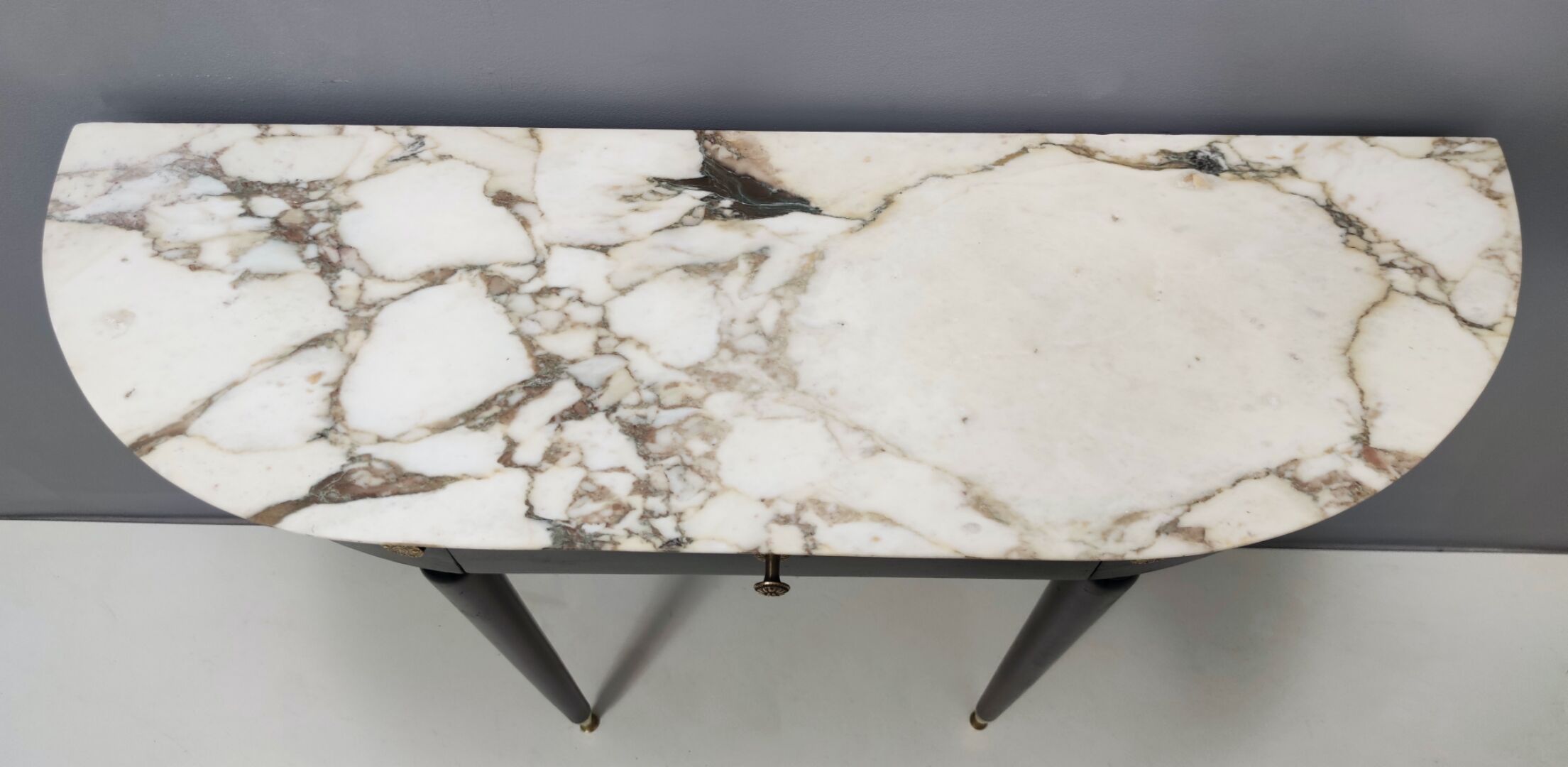 Midcentury Walnut and Carrara Marble Console Table Ascribable to Paolo Buffa