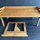 Manufrance wooden bedside table, folding tray with book holder.