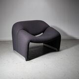 Artifort Groovy model F598 chair by Pierre Paulin upholstered with charcoal bouclé